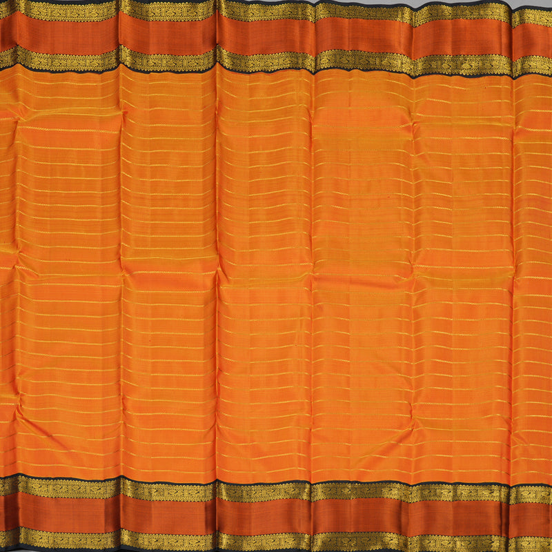 Hayagrivas Orange Handloom Kanjivaram Silk Saree with Black Border KBE315E14-1
