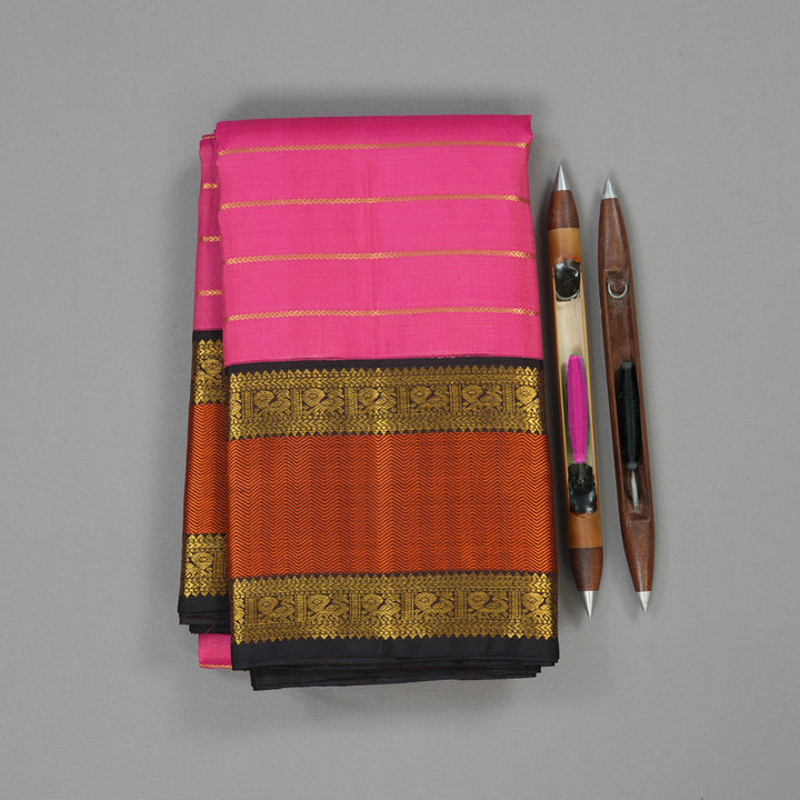 Hayagrivas Handloom Pure Kanjivaram Silk Saree in Mesmerising Pink KBE315E14-2