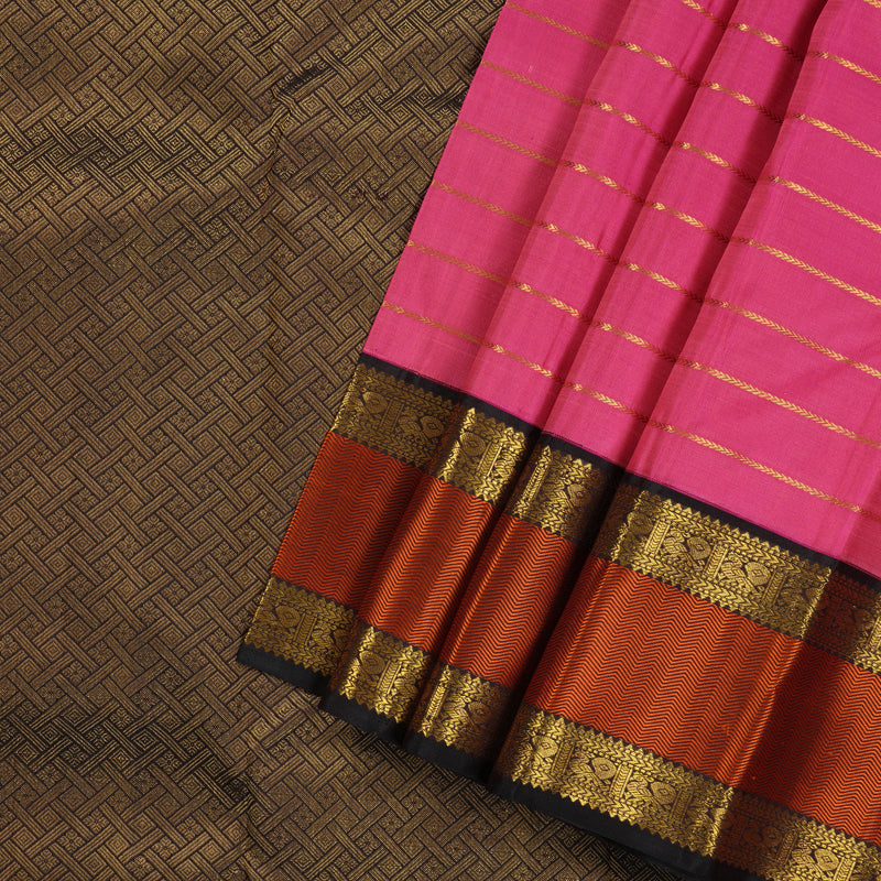 Hayagrivas Handloom Pure Kanjivaram Silk Saree in Mesmerising Pink KBE315E14-2