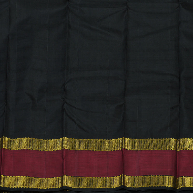 Hayagrivas Handloom Half White Kanjivaram Silk Saree with Black border KBE315E9-1
