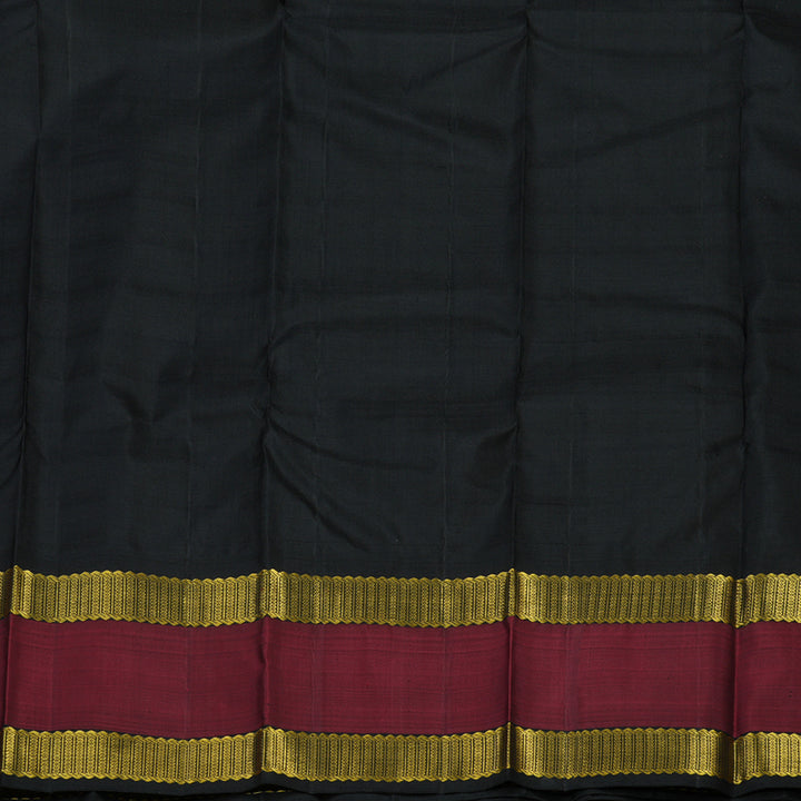 Hayagrivas Handloom Half White Kanjivaram Silk Saree with Black border KBE315E9-1