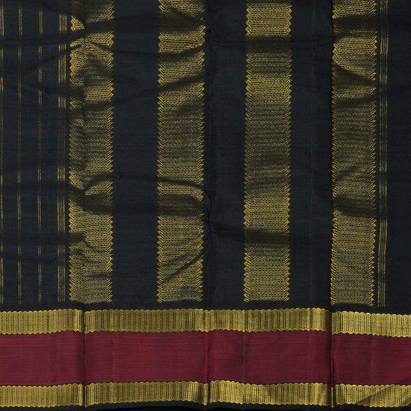 Hayagrivas Handloom Half White Kanjivaram Silk Saree with Black border KBE315E9-1