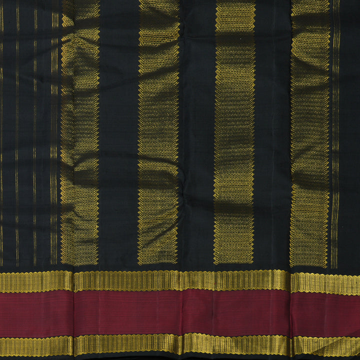 Hayagrivas Handloom Half White Kanjivaram Silk Saree with Black border KBE315E9-1
