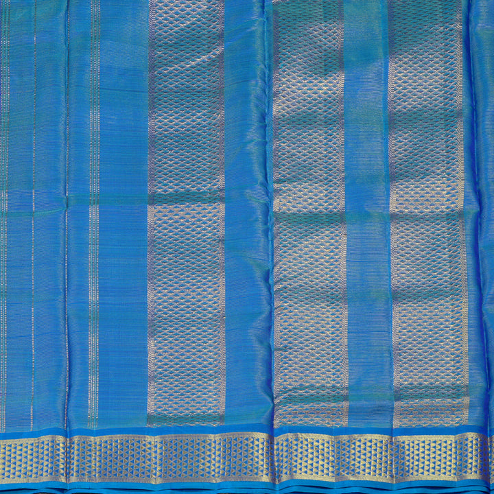 Hayagrivas Blue Handloom Kanjivaram Ten Yards Silk Saree with Sky Blue Border KBE316E3-1