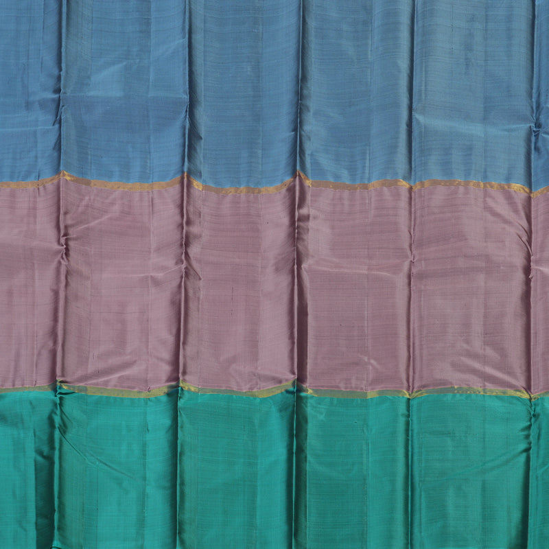 Hayagrivas Muppagam(Sky Blue,Rosewood Pink And Teal Blue) Handloom Kanjivaram Silk Saree KBE317E1-17