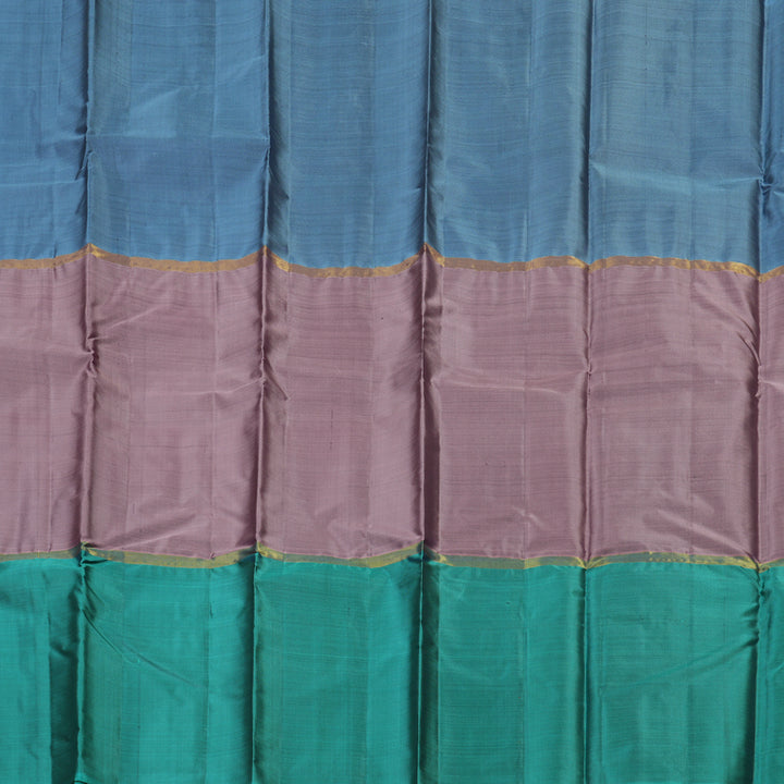 Hayagrivas Muppagam(Sky Blue,Rosewood Pink And Teal Blue) Handloom Kanjivaram Silk Saree KBE317E1-17