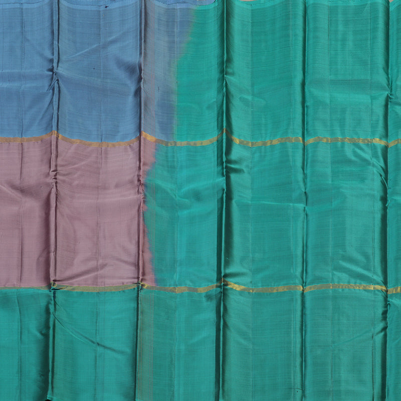 Hayagrivas Muppagam(Sky Blue,Rosewood Pink And Teal Blue) Handloom Kanjivaram Silk Saree KBE317E1-17