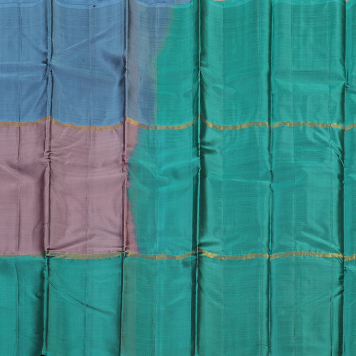 Hayagrivas Muppagam(Sky Blue,Rosewood Pink And Teal Blue) Handloom Kanjivaram Silk Saree KBE317E1-17