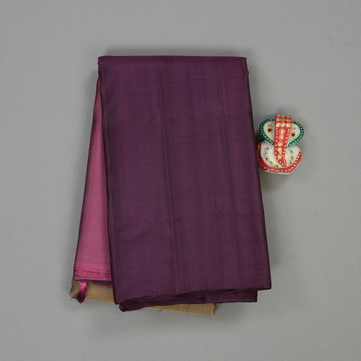 Hayagrivas Mubagam (Pink,Sandal And Plum Purple) Handloom Kanjivaram Silk Saree KBE317E1-24
