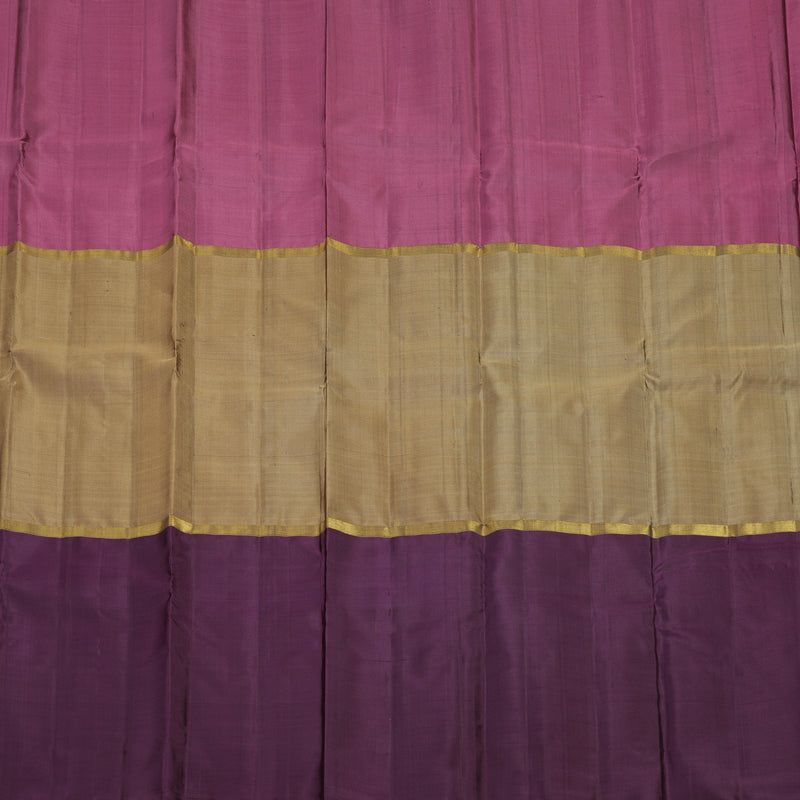 Hayagrivas Mubagam (Pink,Sandal And Plum Purple) Handloom Kanjivaram Silk Saree KBE317E1-24