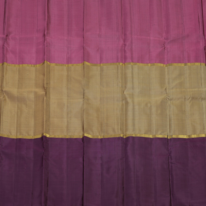 Hayagrivas Mubagam (Pink,Sandal And Plum Purple) Handloom Kanjivaram Silk Saree KBE317E1-24