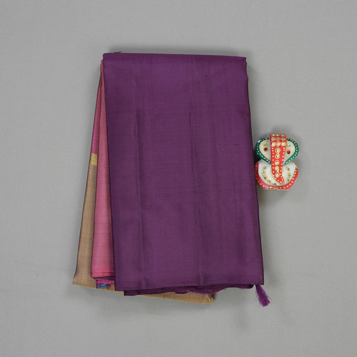 Hayagrivas Handloom Pure Kanjivaram Silk Saree in Elegant Mubagam (Pink, Beige And Dark Purple) KBE317E1-29