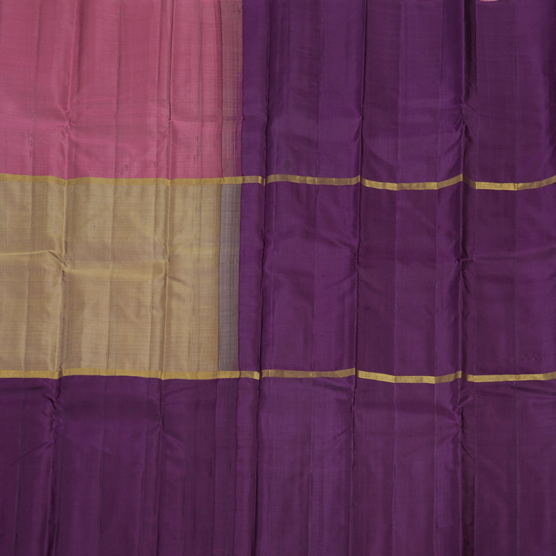 Hayagrivas Handloom Pure Kanjivaram Silk Saree in Elegant Mubagam (Pink, Beige And Dark Purple) KBE317E1-29