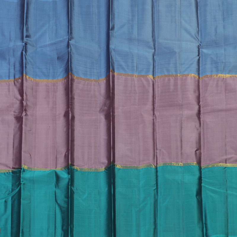 Hayagrivas Handloom Pure Kanjivaram Silk Saree in Charming Mubagam (Sky Blue, Rosewood Pink And Teal Blue)  KBE317E1-35