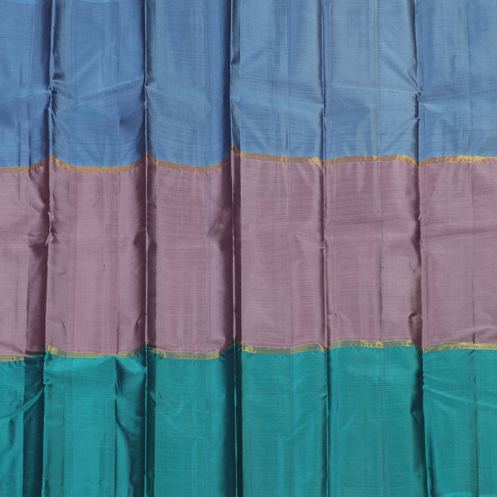 Hayagrivas Handloom Pure Kanjivaram Silk Saree in Charming Mubagam (Sky Blue, Rosewood Pink And Teal Blue)  KBE317E1-35