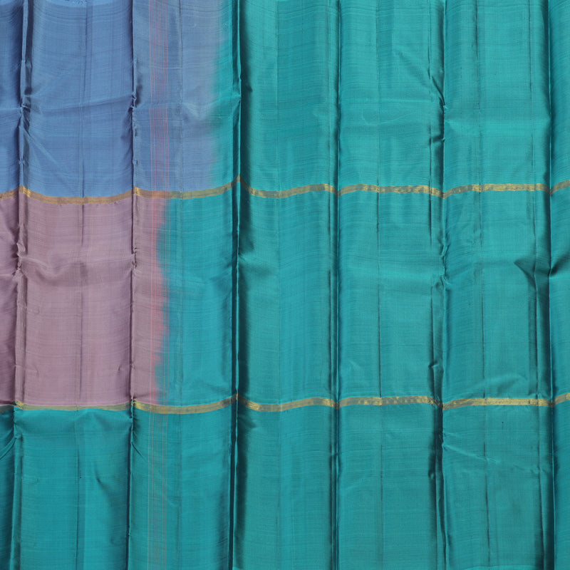 Hayagrivas Handloom Pure Kanjivaram Silk Saree in Charming Mubagam (Sky Blue, Rosewood Pink And Teal Blue)  KBE317E1-35
