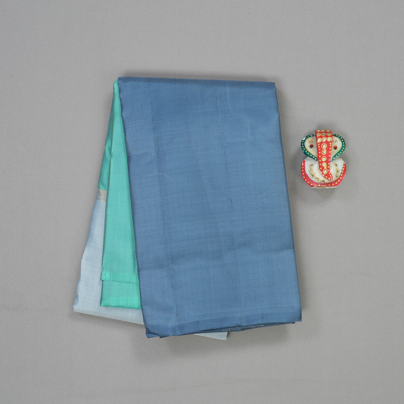 Hayagrivas Handloom Pure Kanjivaram Silk Saree in Impressive Mubagam (Sea Green, Grey And Bluish Grey) KBE317E1-36