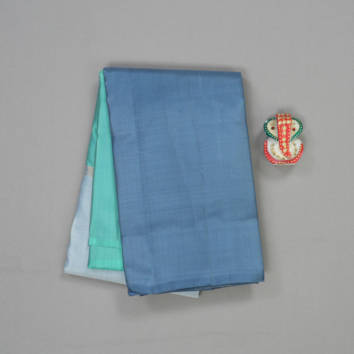 Hayagrivas Handloom Pure Kanjivaram Silk Saree in Impressive Mubagam (Sea Green, Grey And Bluish Grey) KBE317E1-36