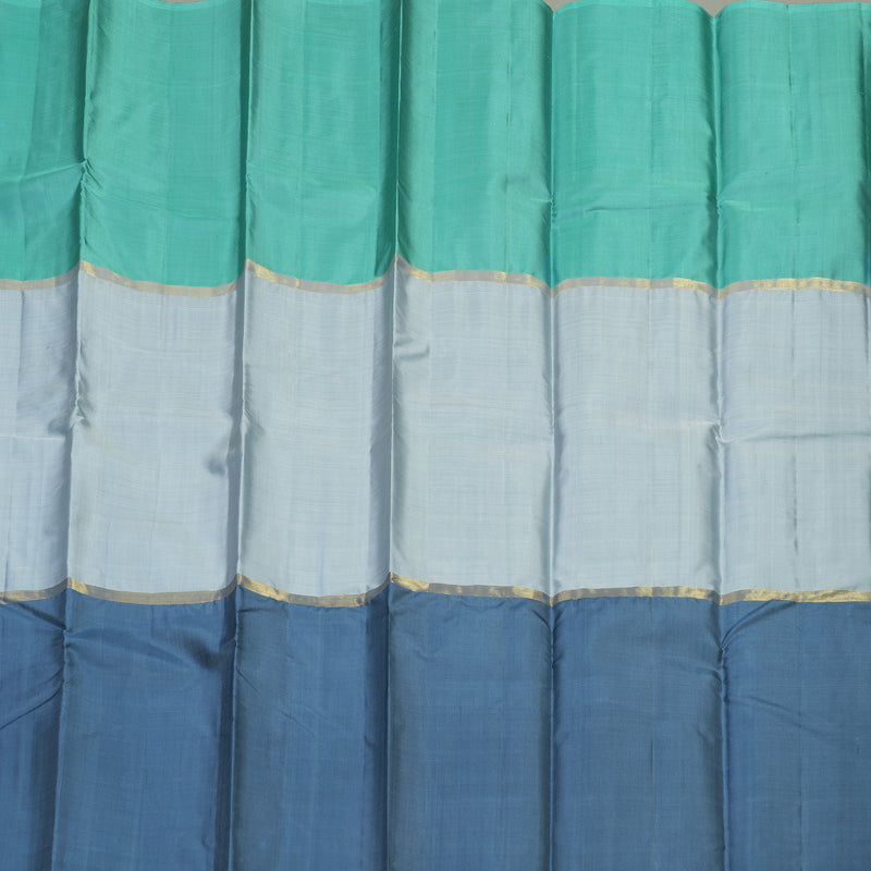 Hayagrivas Handloom Pure Kanjivaram Silk Saree in Impressive Mubagam (Sea Green, Grey And Bluish Grey) KBE317E1-36