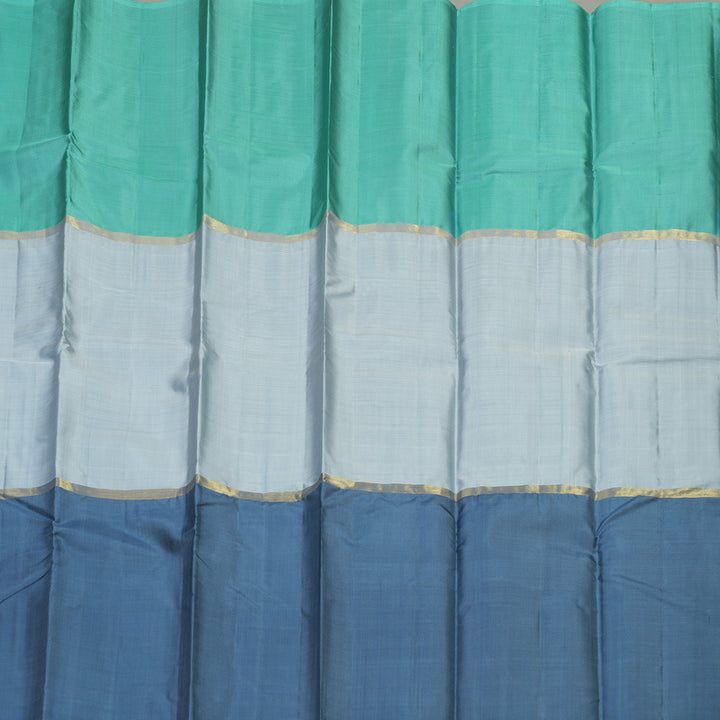 Hayagrivas Handloom Pure Kanjivaram Silk Saree in Impressive Mubagam (Sea Green, Grey And Bluish Grey) KBE317E1-36