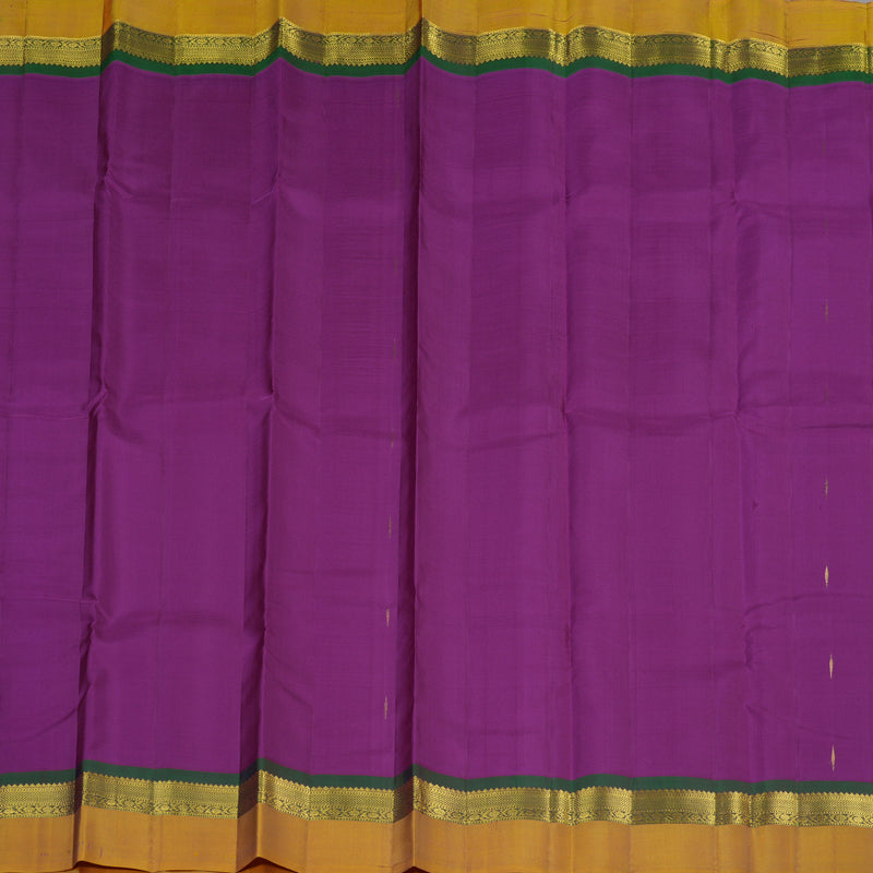 Hayagrivas Dark Purple Handloom Kanjivaram Silk Saree with Honey Mustard Border KBE317E2-15