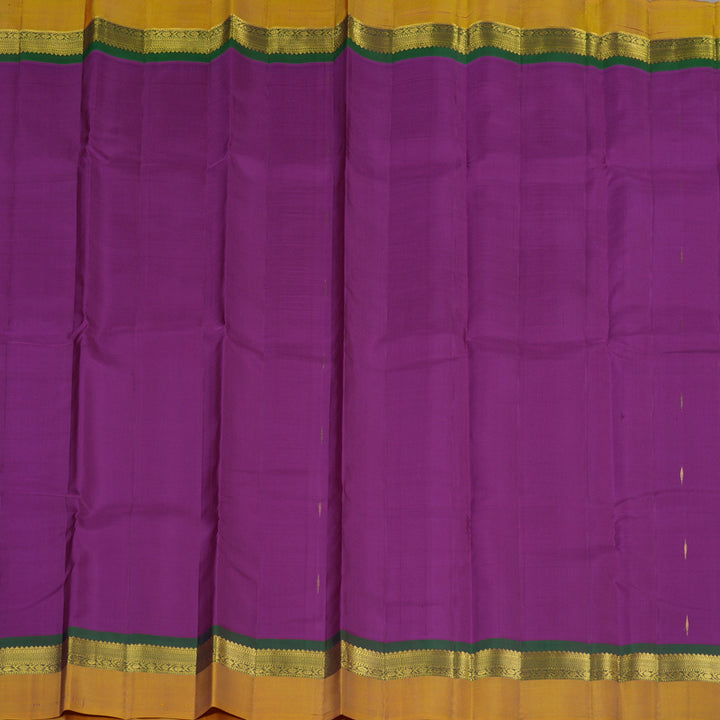Hayagrivas Dark Purple Handloom Kanjivaram Silk Saree with Honey Mustard Border KBE317E2-15