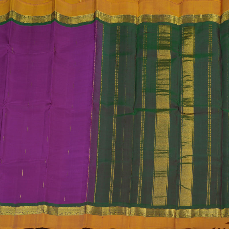 Hayagrivas Dark Purple Handloom Kanjivaram Silk Saree with Honey Mustard Border KBE317E2-15