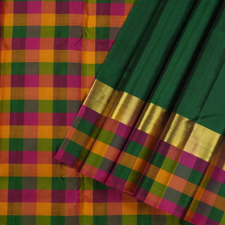 Hayagrivas Handloom Pure Kanjivaram Silk Saree in Lush Bottle Green KBE317E2-8