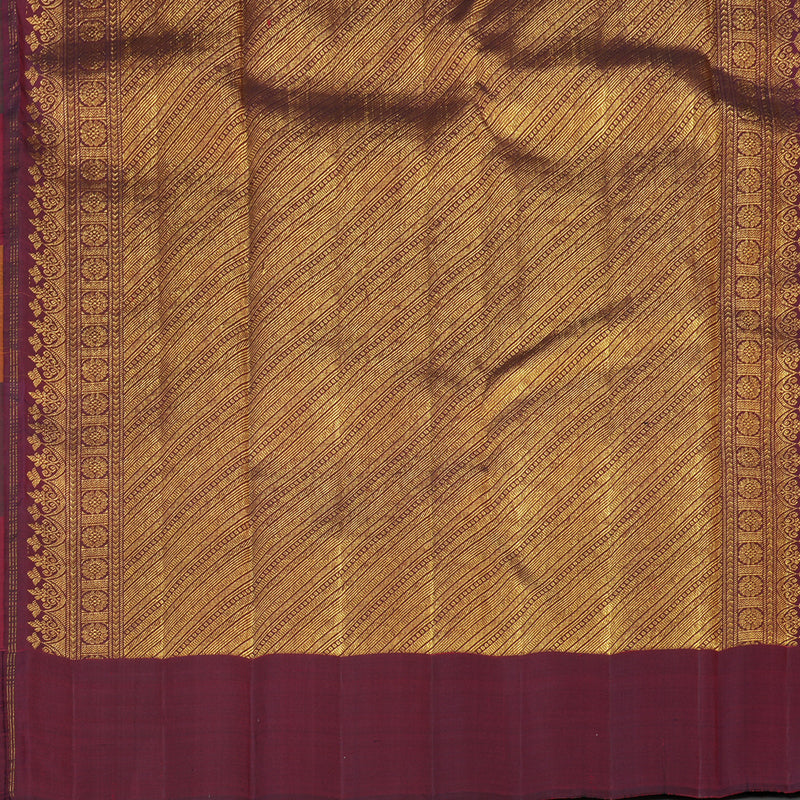 Hayagrivas Multi Colour Checks Handloom Kanjivaram Silk Saree with Wine Maroon Border KBE317E3-1