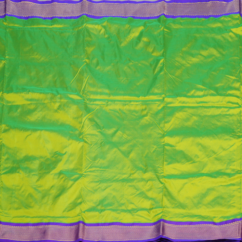 Hayagrivas Handloom Kanjivaram Ten Yards Silk Saree in Enchanting Fluorescent Green KBE318E1-7
