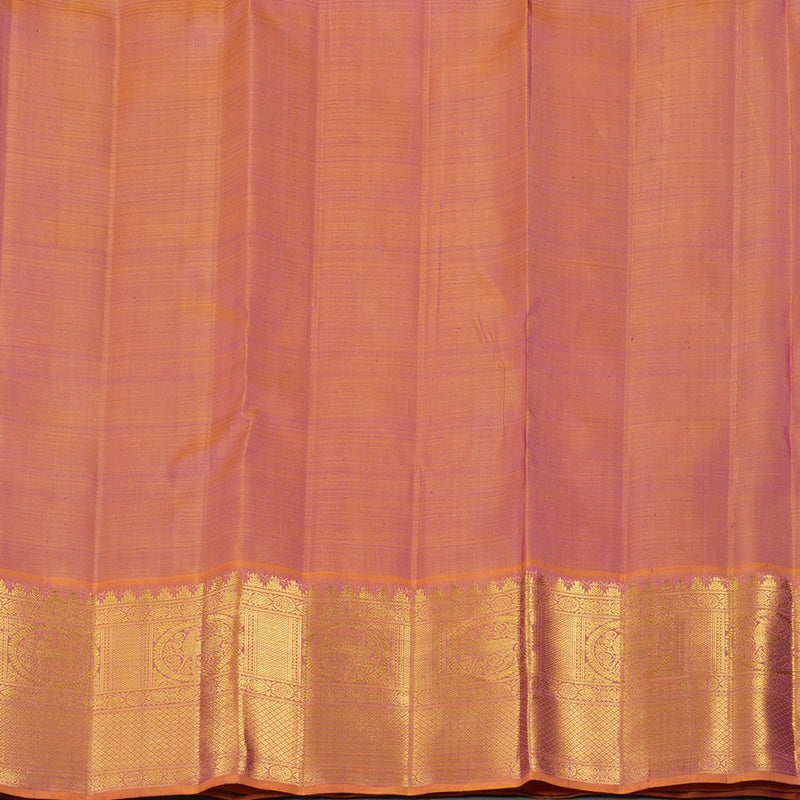 Hayagrivas Sky Blue Handloom Kanjivaram Silk Saree with Dual Tone (Yellow With Pink) Border KBE319E2-2