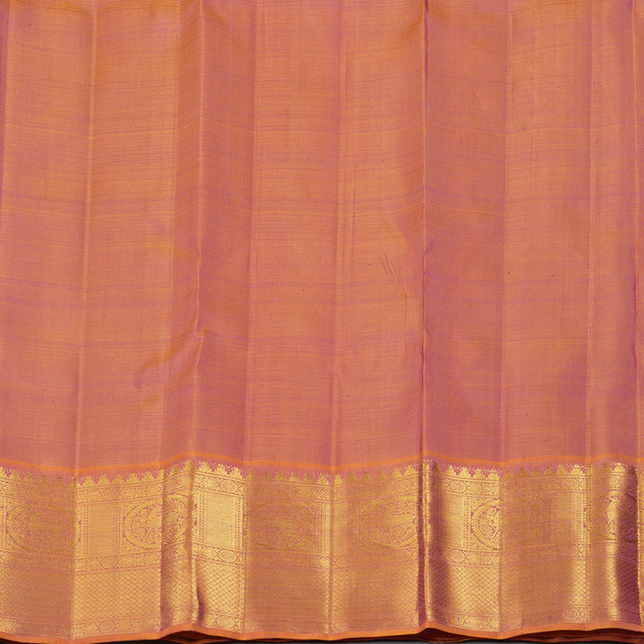 Hayagrivas Sky Blue Handloom Kanjivaram Silk Saree with Dual Tone (Yellow With Pink) Border KBE319E2-2