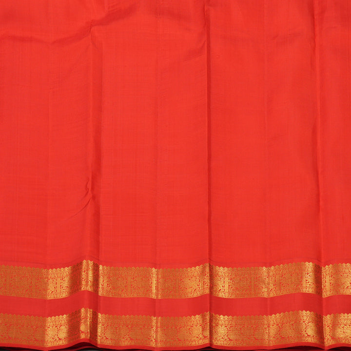 Hayagrivas Carrot Orange Handloom Kanjivaram Silk Saree with Red Border KBE319E2-3