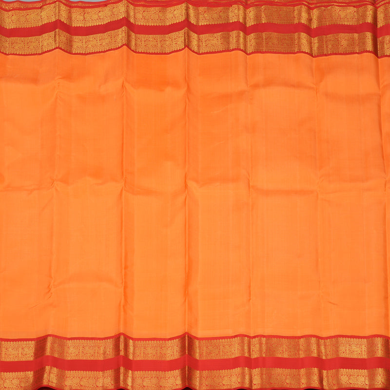 Hayagrivas Carrot Orange Handloom Kanjivaram Silk Saree with Red Border KBE319E2-3