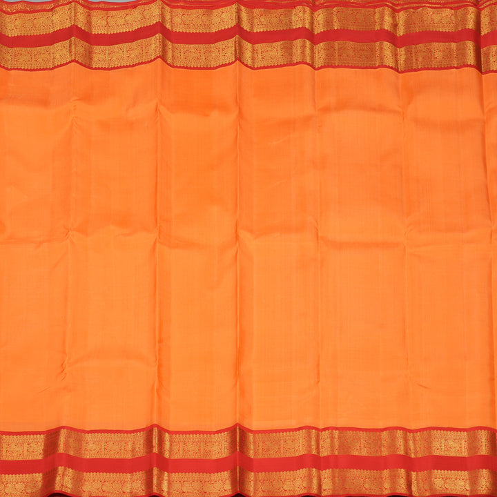 Hayagrivas Carrot Orange Handloom Kanjivaram Silk Saree with Red Border KBE319E2-3