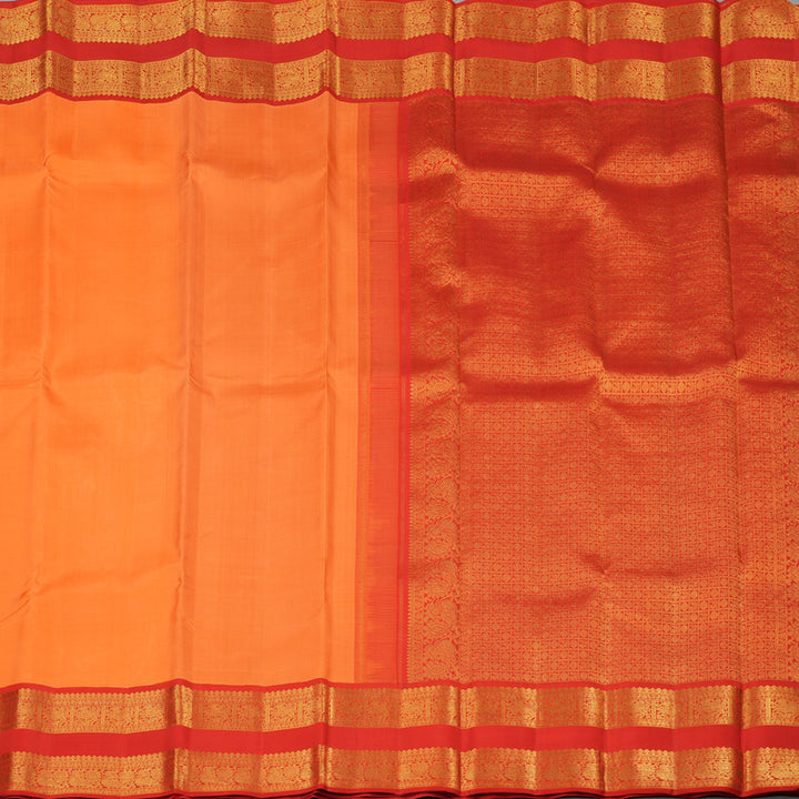 Hayagrivas Carrot Orange Handloom Kanjivaram Silk Saree with Red Border KBE319E2-3
