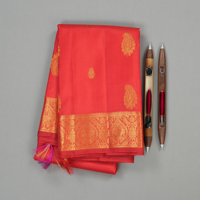 Hayagrivas Red Handloom Kanjivaram Silk Saree KBE319E5-1