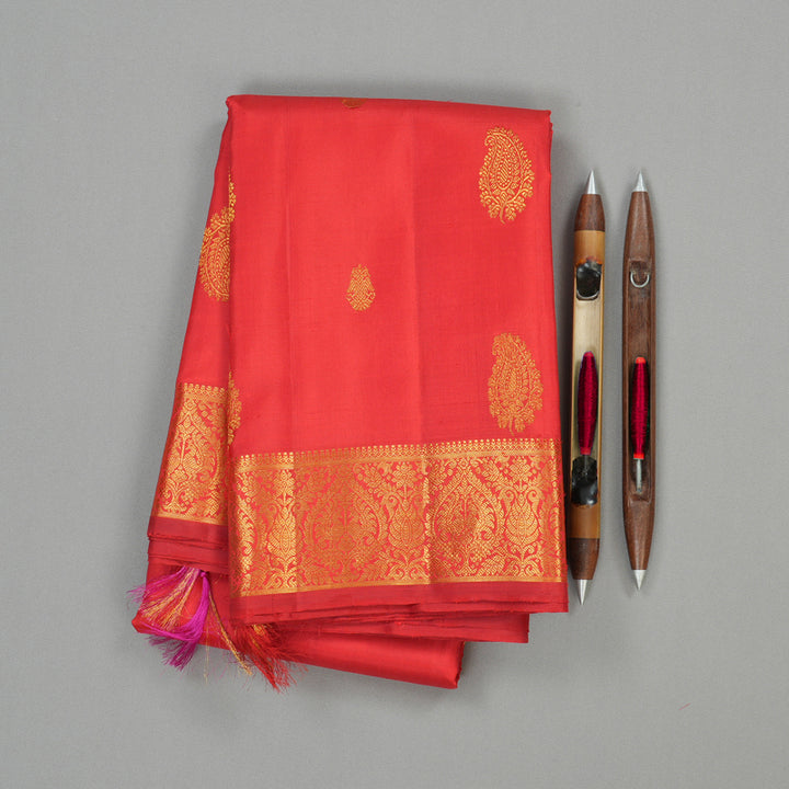 Hayagrivas Red Handloom Kanjivaram Silk Saree KBE319E5-1