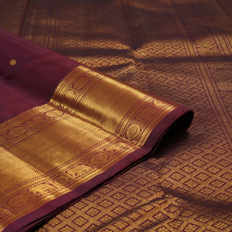 Hayagrivas Handloom Kanjivaram silk saree in Classice wine maroon KBE319E6-1