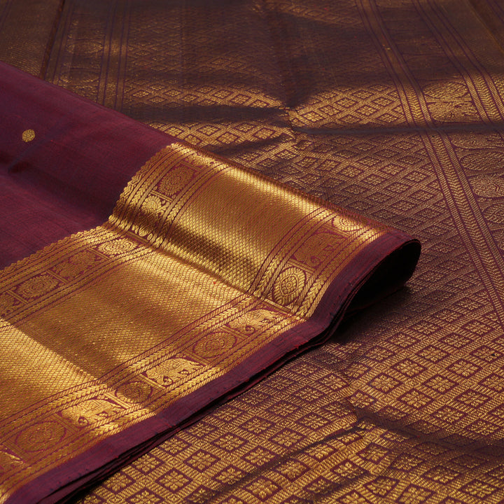 Hayagrivas Handloom Kanjivaram silk saree in Classice wine maroon KBE319E6-1