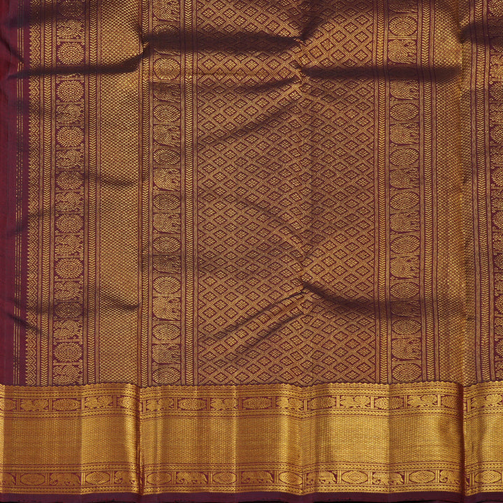Hayagrivas Handloom Kanjivaram silk saree in Classice wine maroon KBE319E6-1