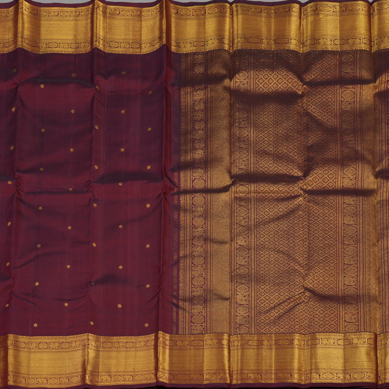 Hayagrivas Handloom Kanjivaram silk saree in Classice wine maroon KBE319E6-1