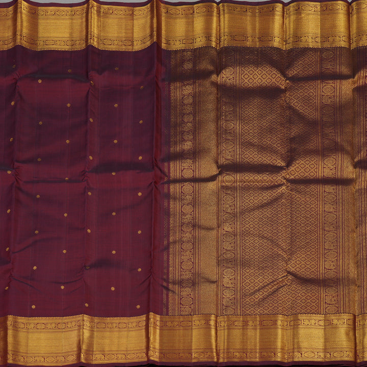 Hayagrivas Handloom Kanjivaram silk saree in Classice wine maroon KBE319E6-1
