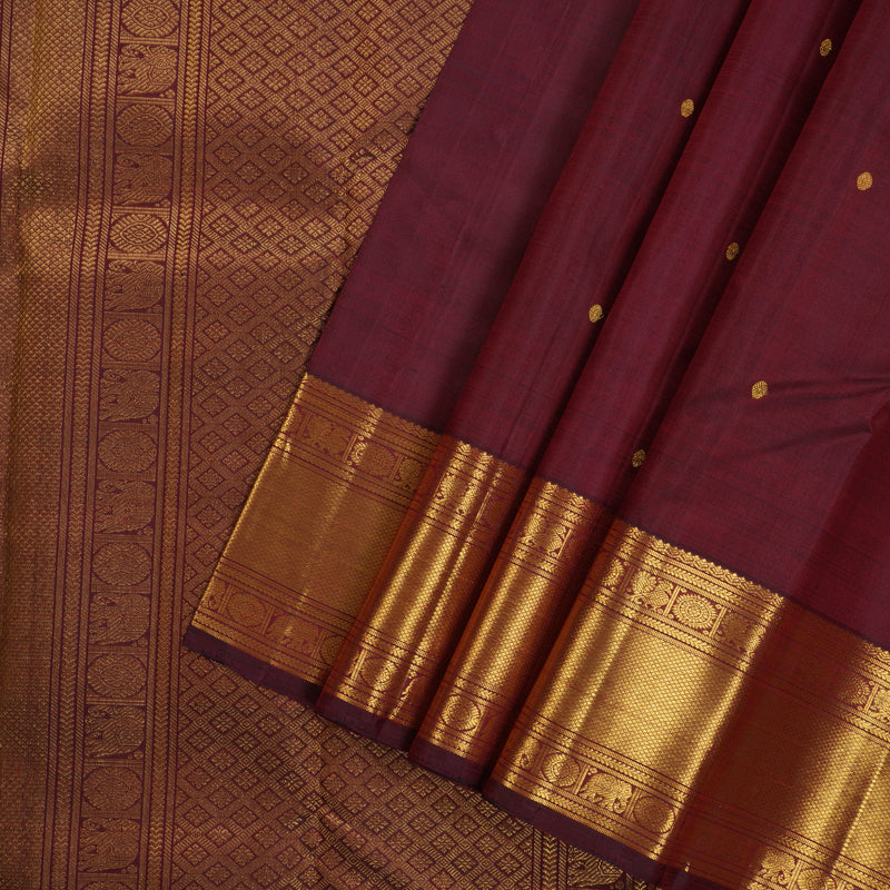 Hayagrivas Handloom Kanjivaram silk saree in Classice wine maroon KBE319E6-1