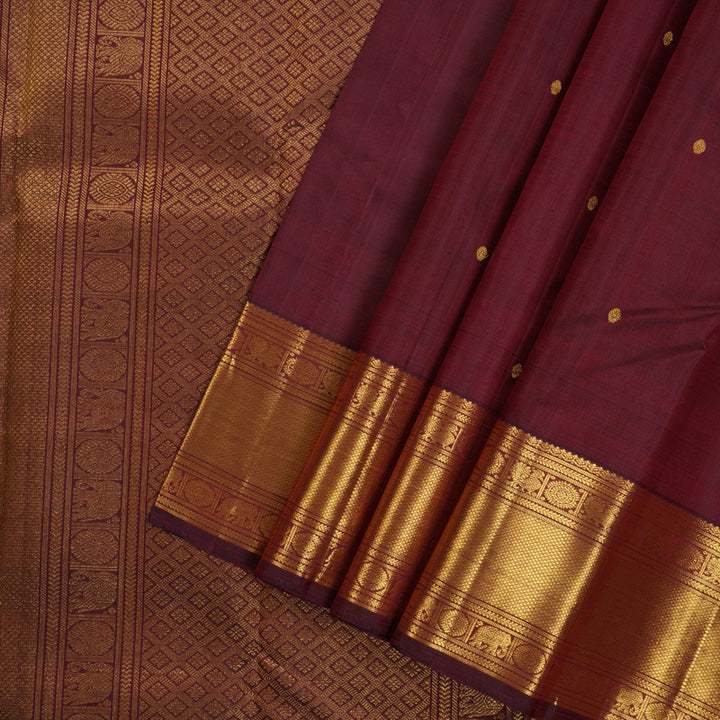 Hayagrivas Handloom Kanjivaram silk saree in Classice wine maroon KBE319E6-1