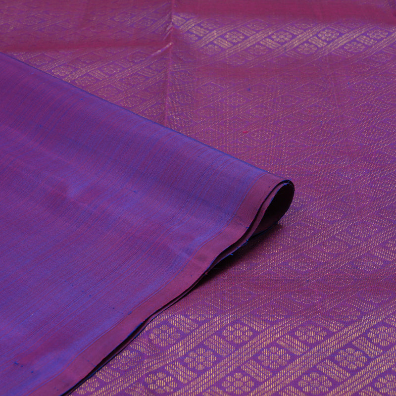 Hayagrivas Peacock Blue Handloom Kanjivaram Silk Saree with Purple Border KBE320E1-2