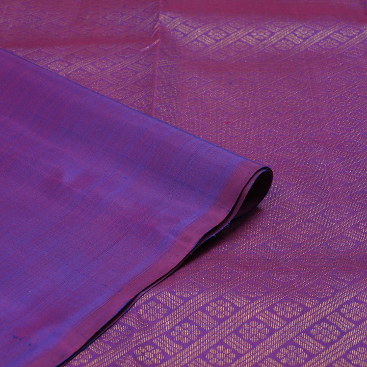 Hayagrivas Peacock Blue Handloom Kanjivaram Silk Saree with Purple Border KBE320E1-2