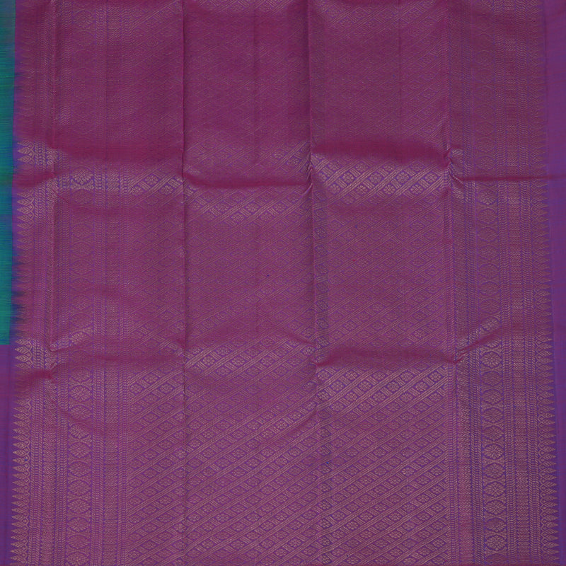 Hayagrivas Peacock Blue Handloom Kanjivaram Silk Saree with Purple Border KBE320E1-2