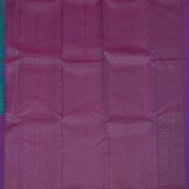 Hayagrivas Peacock Blue Handloom Kanjivaram Silk Saree with Purple Border KBE320E1-2