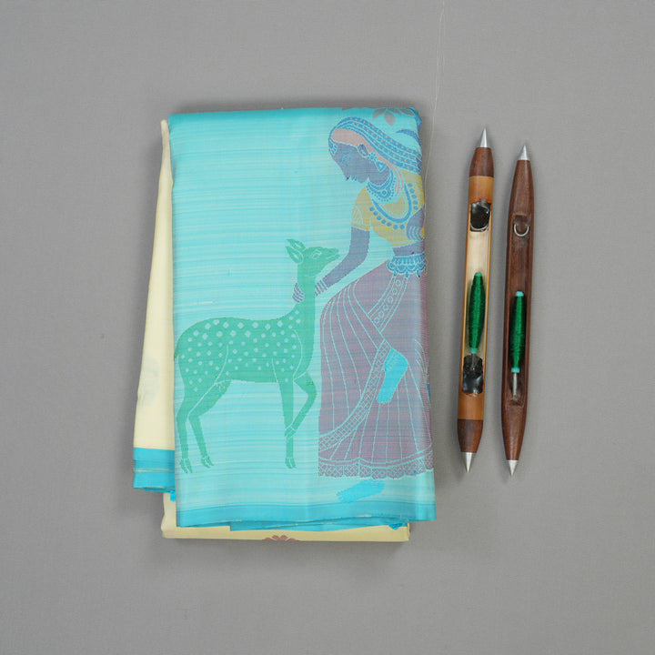 Hayagrivas Handloom Pure Kanjivaram Silk Saree in Charming Half White KBE320E1-3